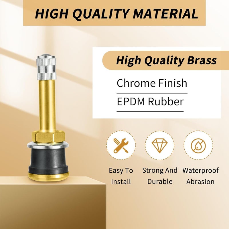Dueilgo 10Pcs TR500 Truck Valve Stems, Straight Brass Clamp in Tubeless Truck Tire Valve Stems for Approx 0.625inch/15.87mm Diameter Valve Rim Holes - Image 3